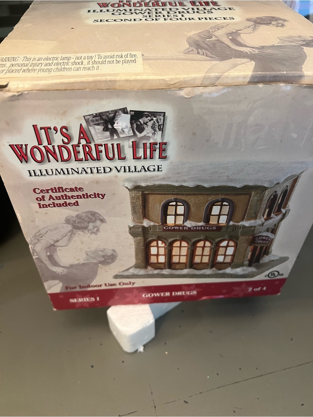It's A Wonderful Life Illuminated Village - Gower Drugs (Brown/White)